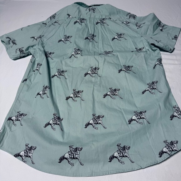 NWT Kennington Western Cowboy Horse Shirt Chest Pocket Sky Blue Men's Size Large - Picture 3 of 6